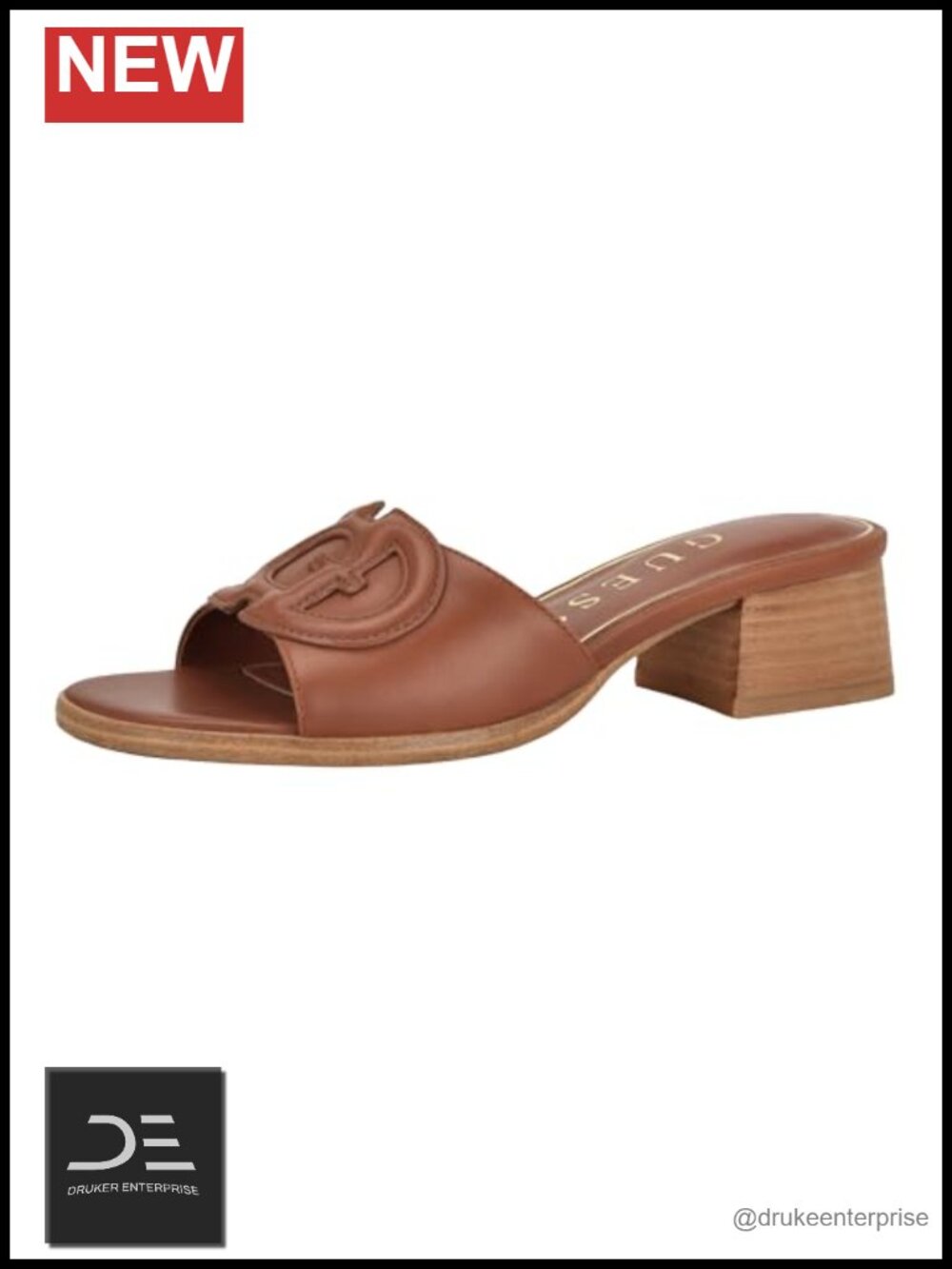 Leather Block Heel Slide Sandals Open Toe Slip On Comfortable